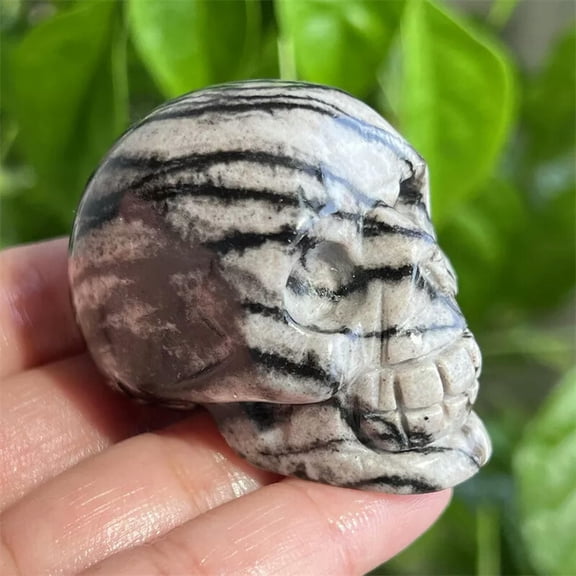 MATROOY 2" Natural Black Network stone skull Quartz Gem Crystal Skull Reiki Healing 1pc