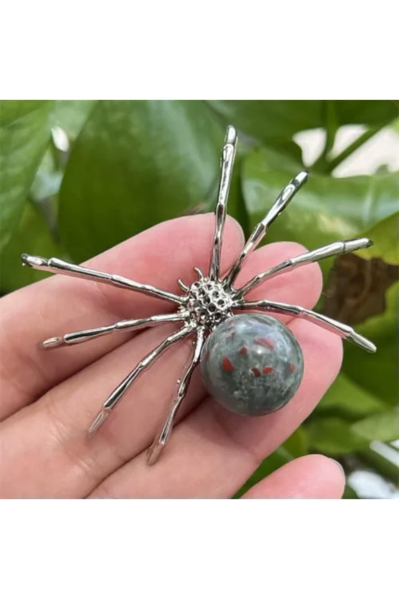 2" Natural Quartz Spider Carved Quartz Crystal Skull Reiki Healing-1PC-Blood stone