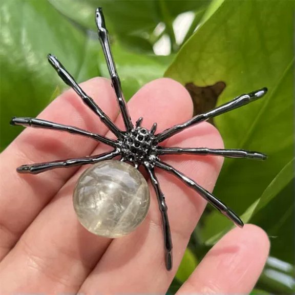 MATROOY 2" Natural Quartz Spider Carved Quartz Crystal Skull Reiki Healing-1PC-Citrine