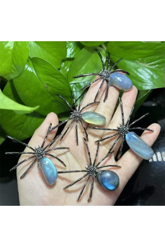 2" Natural Quartz Spider Carved Quartz Crystal Skull Reiki Healing-1PC-Labradorite