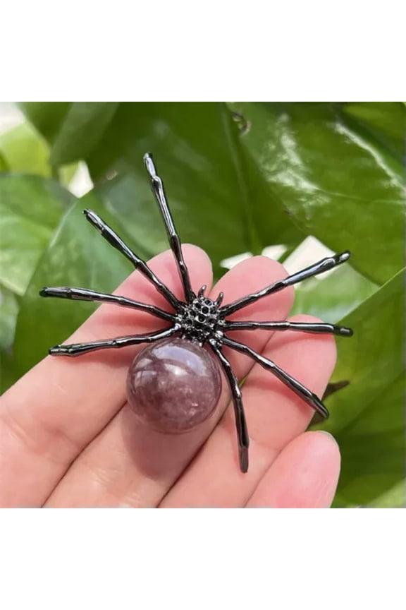 2" Natural Quartz Spider Carved Quartz Crystal Skull Reiki Healing-1PC-Strawberry crystal