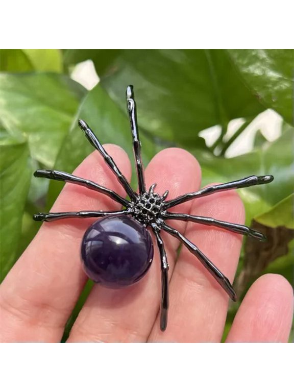 2" Natural Quartz Spider Carved Quartz Crystal Skull Reiki Healing-1PC-TOP Amethyst