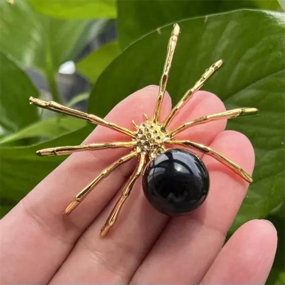 MATROOY 2" Natural Quartz Spider Carved Quartz Crystal Skull Reiki Healing-1PC-obsidian