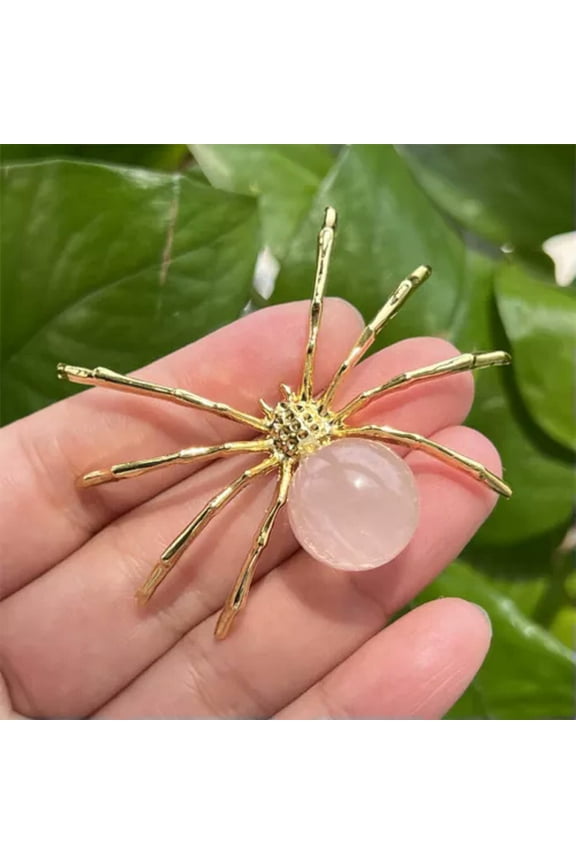 2" Natural Quartz Spider Carved Quartz Crystal Skull Reiki Healing-1PC-rose quartz