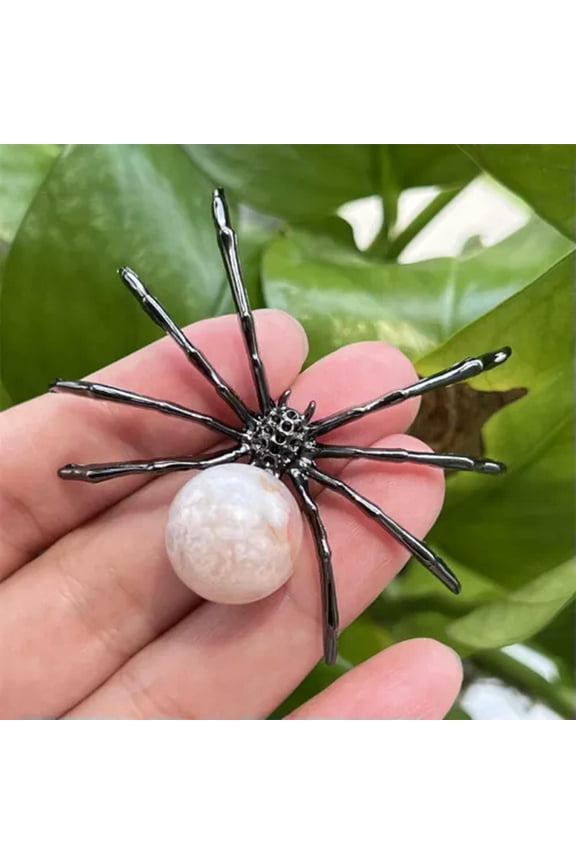 2" Natural Quartz Spider Carved Quartz Crystal Skull Reiki Healing-5PCS-Cherry blossom agate