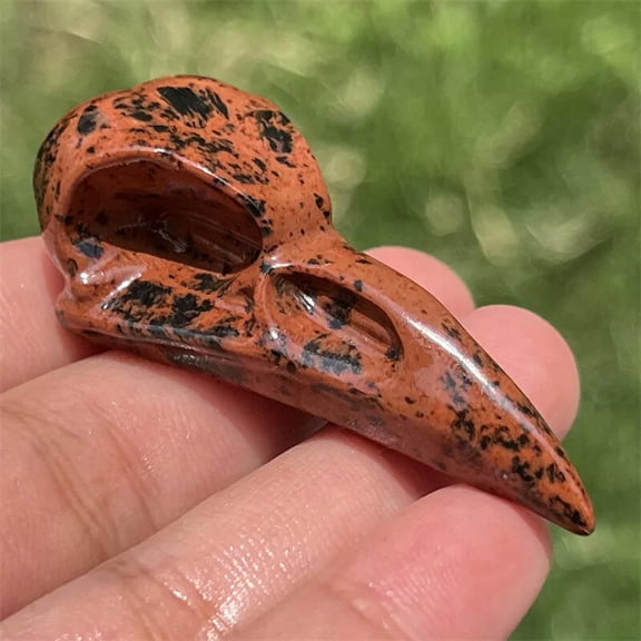MATROOY 2" Natural Red Obsidian Crow skull quartz crystal Carved Skull Gem Healing 1PC