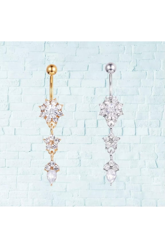 2 Pcs Belly Button Rings Body Piercing Barbells Retainers Woman