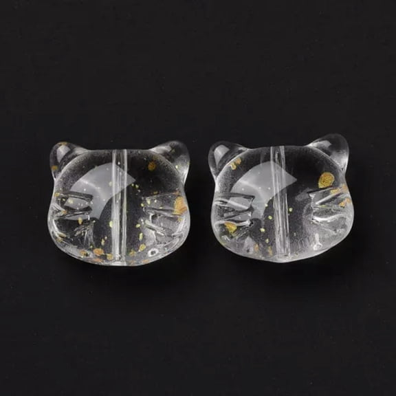 MATROOY 20-50pcs Glass Cat Head Beads Colorful Animal Crystal Bead Spacer 12.5x14mm-Clear, 20PCS