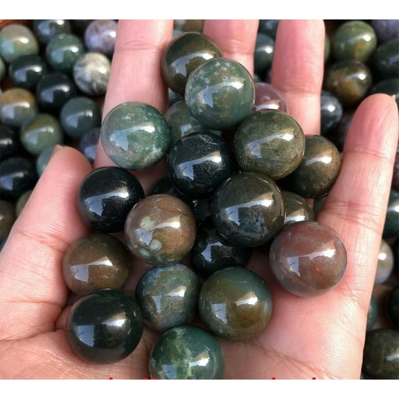 MATROOY 20 Pieces Natural Indian Agate Quartz Ball 0.5" Quartz Crystal Sphere Palm Stone