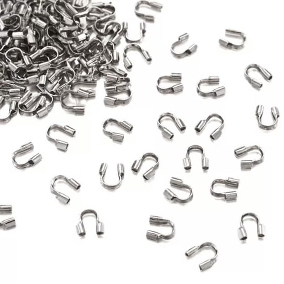 MATROOY 200PCS Brass Wire Guardians Protectors Loops U Shape Accessories for Jewelry-Platinum