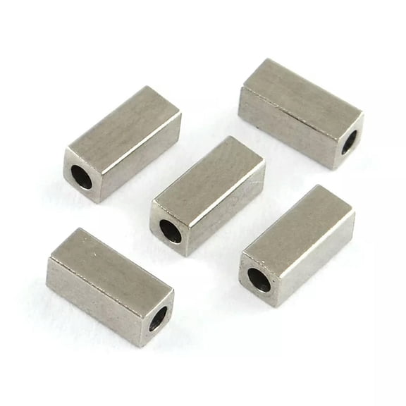 MATROOY 200Pcs Stainless Steel Beads Cuboid Metal Square Loose Spacer Bead 7x3x3mm