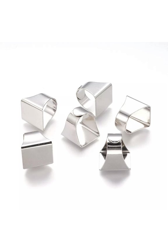 200pcs Brass Ring Blanks Pad Square Adjustable Finger Rings Base Platinum