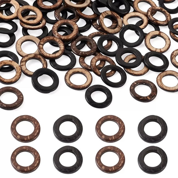 MATROOY 200pcs Coconut Wood Rings Flat Round Wooden Circles Linking Rings 20-23mm