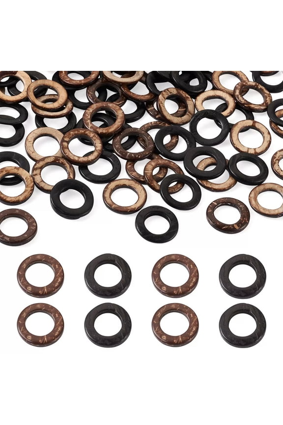 200pcs Coconut Wood Rings Flat Round Wooden Circles Linking Rings 20-23mm