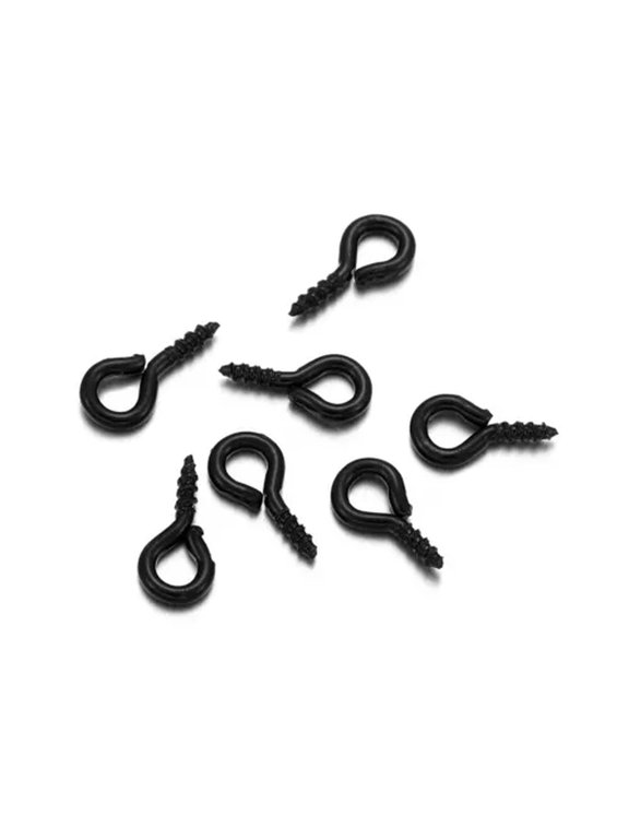 200pcs Eye Pin Hooks Screw Threaded Hooks Split Ring DIY Making Jewelry Findings-Black-5*10mm x 200pcs