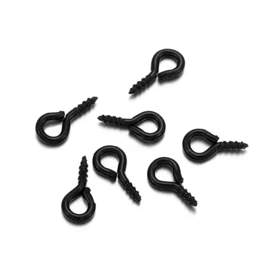 MATROOY 200pcs Eye Pins Hooks Eyelets Screw Threaded Hooks Jewelry Findings Making DIY-Black-4*10mm x 200pcs