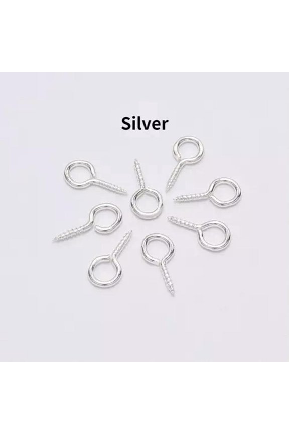 200pcs Eye Pins Hooks Eyelets Screw Threaded Hooks Jewelry Findings Making DIY-Silver-6*13mm x 200pcs