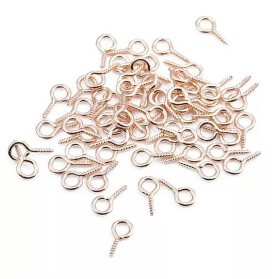 MATROOY 200pcs Eyelets Screw Pins Hooks Threaded for Jewelry Making Findings DIY Crafts-KC Gold-6*13mm