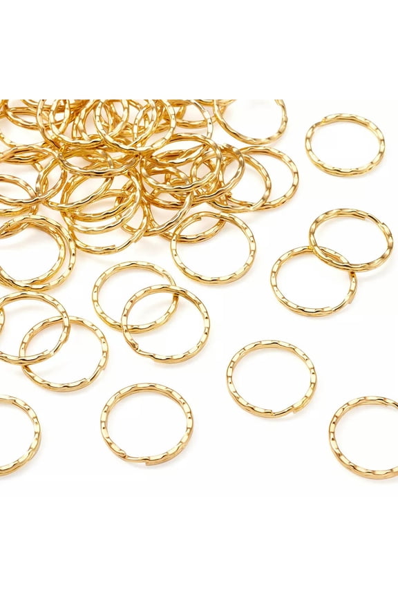 200pcs Key Rings Metal Split Ring Golden Textured 25mm Small Key Chain Hoops