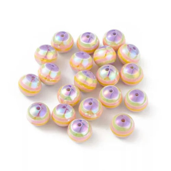 MATROOY 200pcs Rainbow Iridescent Resin Beads Round 16x15mm Candy Bubblegum Bead-Colorful #03