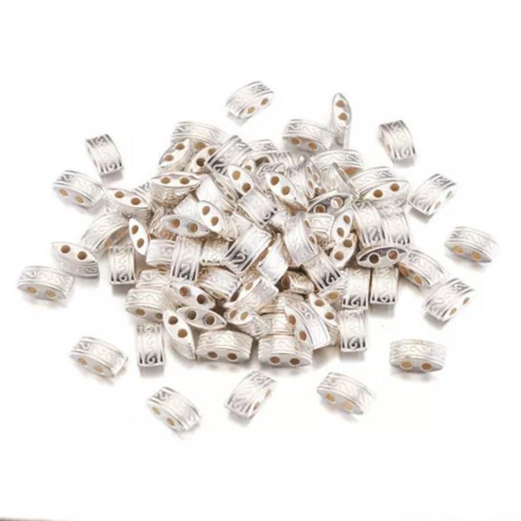 MATROOY 200pcs Rectangle 2-Hole Spacer Bars Alloy Multi Strand Link Connectors 5x10mm-Silver
