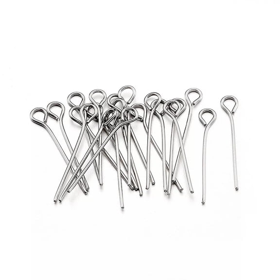 MATROOY 200pcs Stainless Steel Open Eyepins Loop Pins 0.8 inch/20mm End Findings
