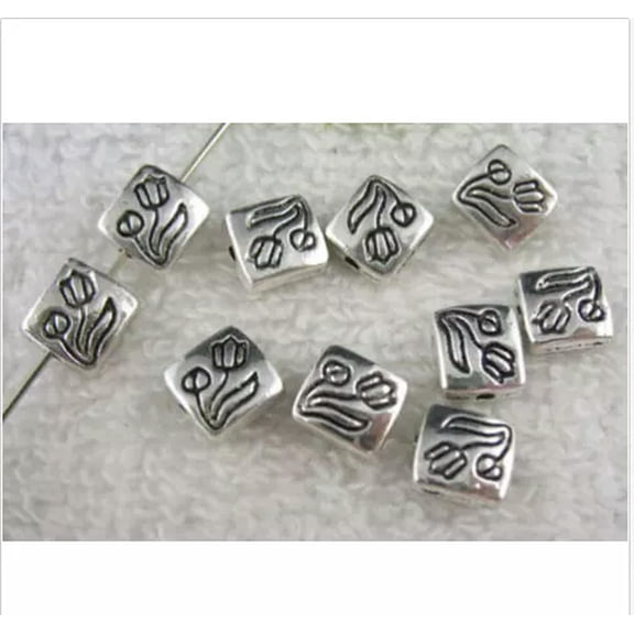 MATROOY 200pcs Tibetan Silver flower square spacer beads For Jewelry Making