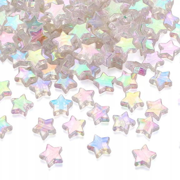 MATROOY 200x Acrylic Star Charming Beads 10mm Transparent AB Clear Spacer Beads