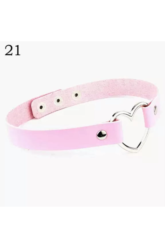 2020 Fashion PU Leather Heart Choker Necklace Women Chocker Necklaces Punk State-21