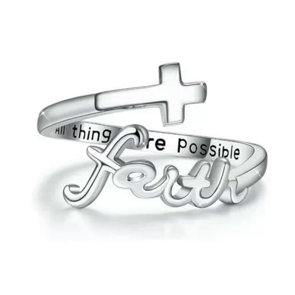 MATROOY 2024 Cross Ring THE faith ring Women Men Fashion Open Finger Ring Jewellery New-#2