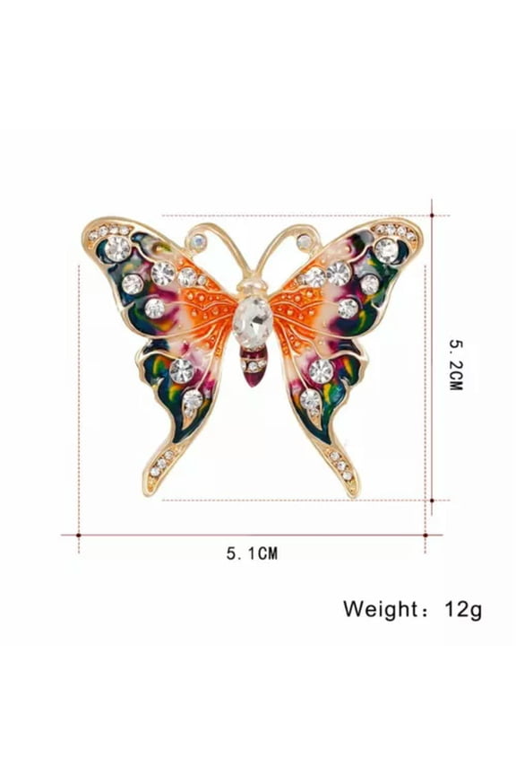 2024 Fashion Animal Panda Crystal Pearl Brooch Pin Women Wedding Jewellery Gift-#27 Orange Butterfly
