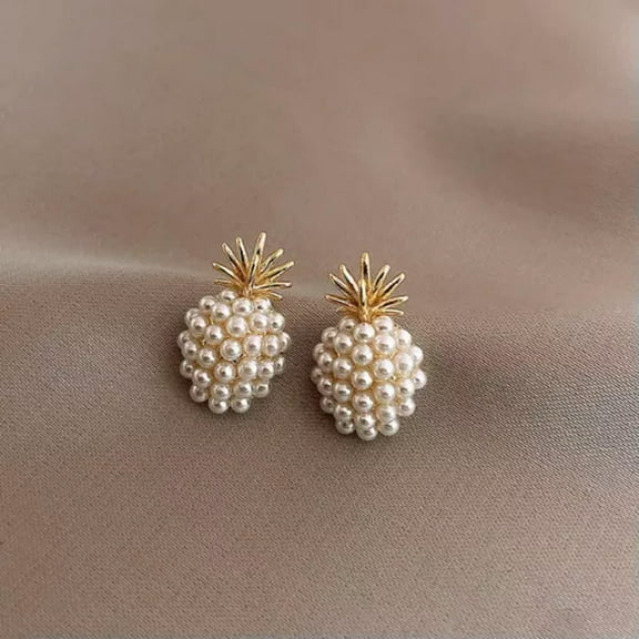 MATROOY 2024 Fashion Women Pearl Crystal Earrings Stud Drop Dangle Hoop Jewellery New-26.Pineapple Pearl