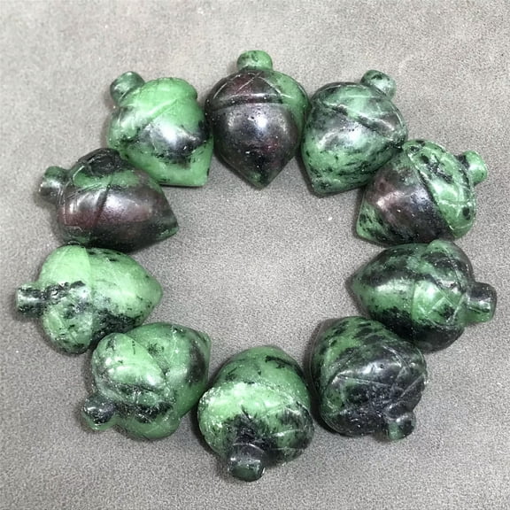 MATROOY 20PC Natural Ruby In Fuchsite Stone Hand Carved Pine Nuts Crystal Healing Random