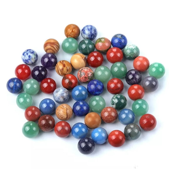 MATROOY 20PCS Mixed Natural Stone Gemstones Harmony Round Ball Healing Sphere 14mm