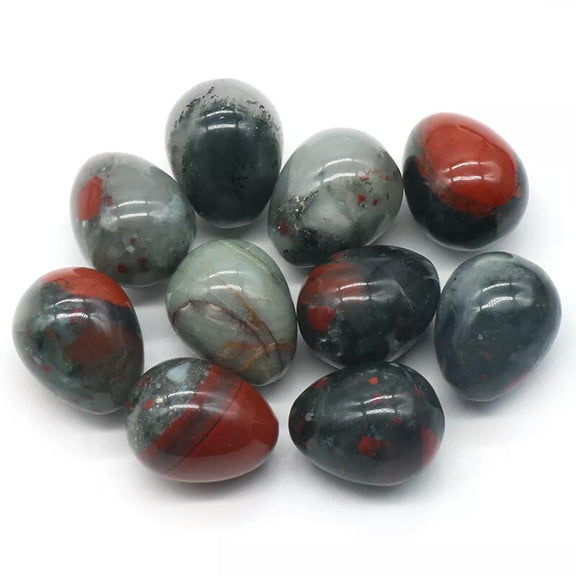 MATROOY 20PCS Natural African Blood Stone Gemstone Crystal Sphere Healing Massager Egg