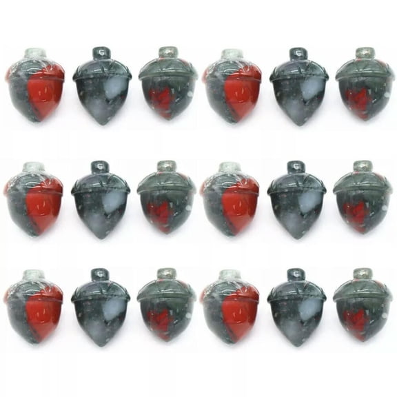MATROOY 20PCS Natural African Blood Stone Hand Carved Pine Nuts Crystal Healing Random