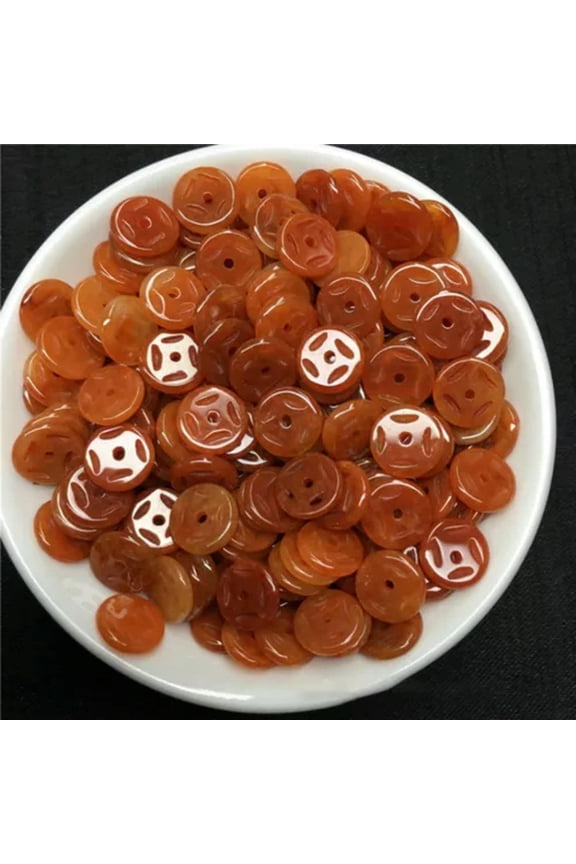 20PCS Natural Grade A Jade Jadeite Bead DIY Red Round Coin Loose Pendant 9mm 