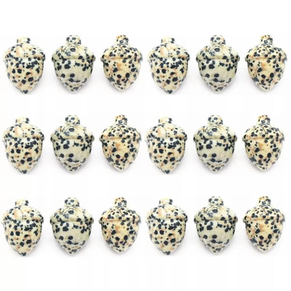 MATROOY 20PCS Natural Speckle Stone Quartz Hand Carved Pine Nuts Crystal Healing Random
