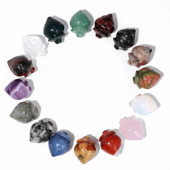 MATROOY 20PCS Natural Stone Mixed Quartz Hand Carved Strawberry Crystal Healing Random