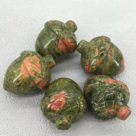 MATROOY 20PCS Natural Unakite Stone Hand Carved Pine Nuts Crystal Healing Random