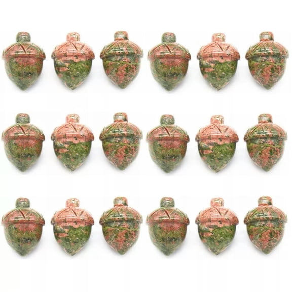 MATROOY 20PCS Natural Unakite Stone Quartz Hand Carved Pine Nuts Crystal Healing Random