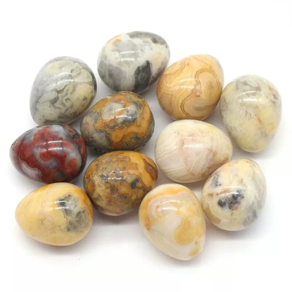 MATROOY 20PCS Natural Yellow Crazy Agate Stone Gemstone Sphere Healing Massager Egg