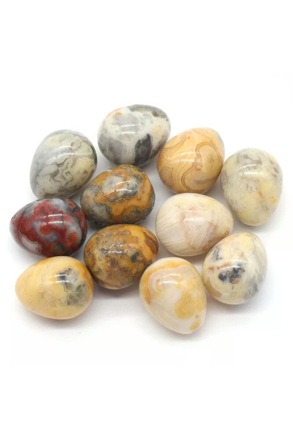 20PCS Natural Yellow Crazy Agate Stone Gemstone Sphere Healing Massager Egg