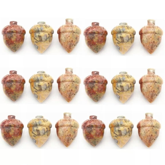 MATROOY 20PCS Natural Yellow Crazy Agate Stone Hand Carved Pine Nuts Healing Random