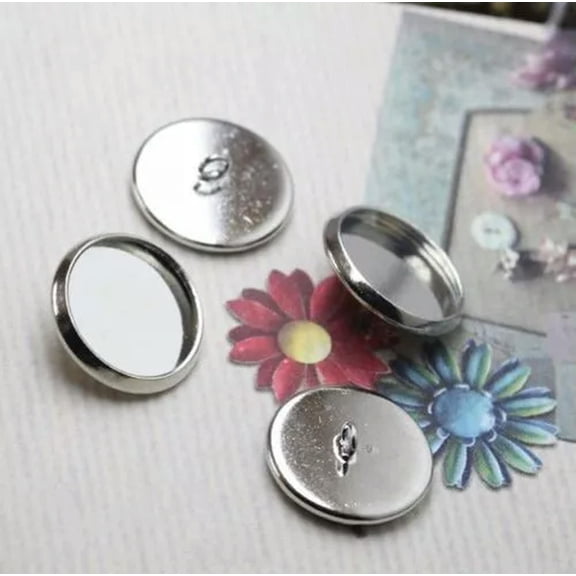 MATROOY 20PCS Silver Plate 14mm round Blank Settings Buttons #22718