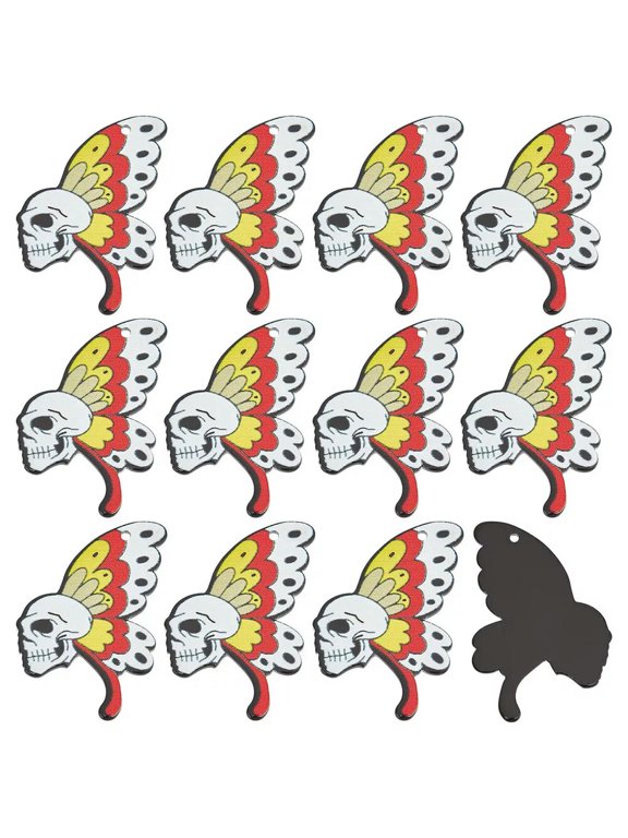 20Pcs Acylic Skul Gothic Skeleton Head Pendants Halloween Butterfly Charms