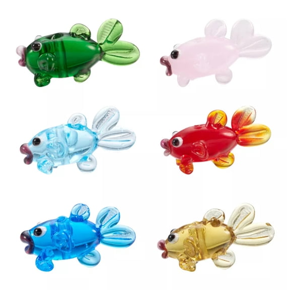 MATROOY 20Pcs Fish Lampwork Glass Beads Handmade Cartoon Goldfish Loose Spacer Bead