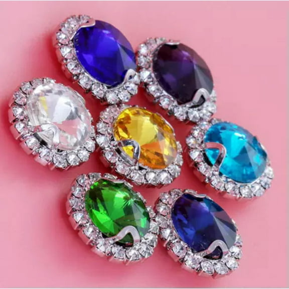MATROOY 20Pcs Mixed Colors Sew On Rhinestone Round Rivoli Buttons glass Stones-12mm