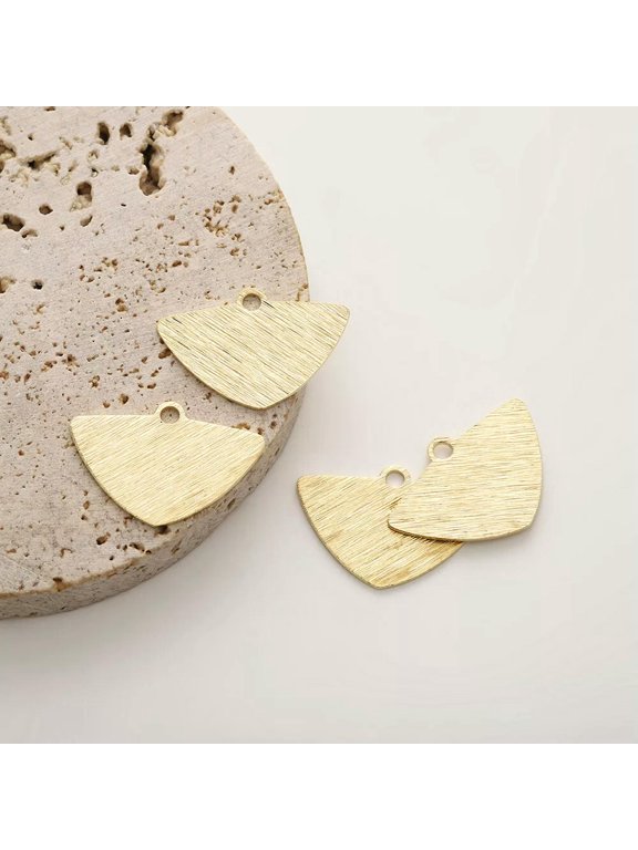 20Pcs Raw Brass Brushed Triangle Charms Geometry Fan Pendant for Diy Jewelry