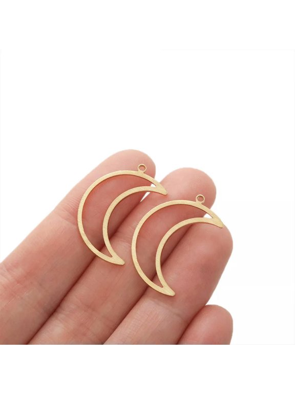 20Pcs Raw Brass Textured Cut Crescent Moon Charm for Diy Earring Jewelry Making